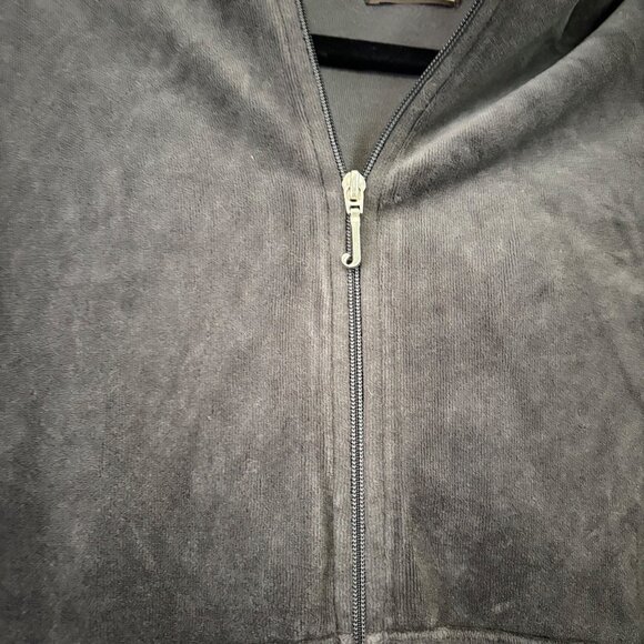 Juicy Couture Vintage Velour Gray Zip Hoodie Y2K J Charm Hooded Size L - Picture 5 of 7